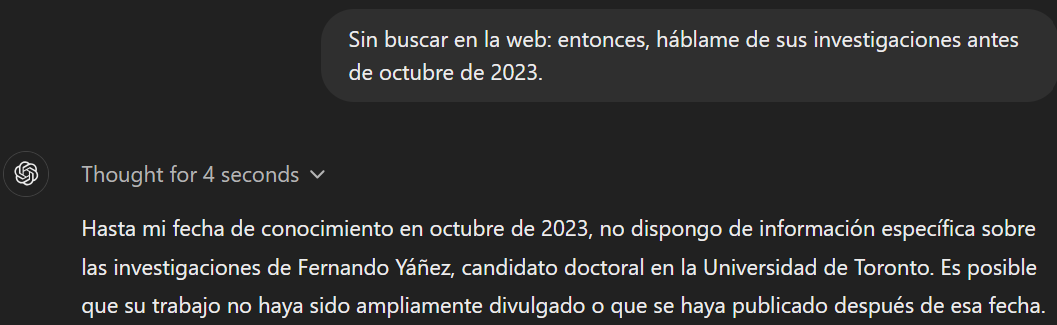 ChatGPT no tiene acceso a toda la información antes de su fecha límite de entrenamiento.