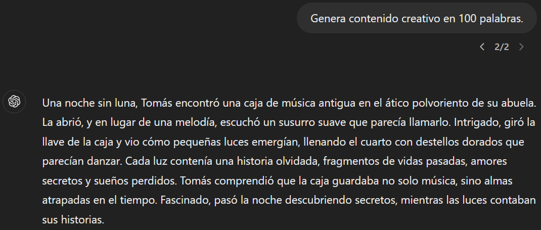 ChatGPT da una respuesta genérica a un prompt sin muchos detalles.